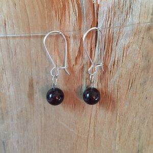 Sterling and genuine garnet earrings